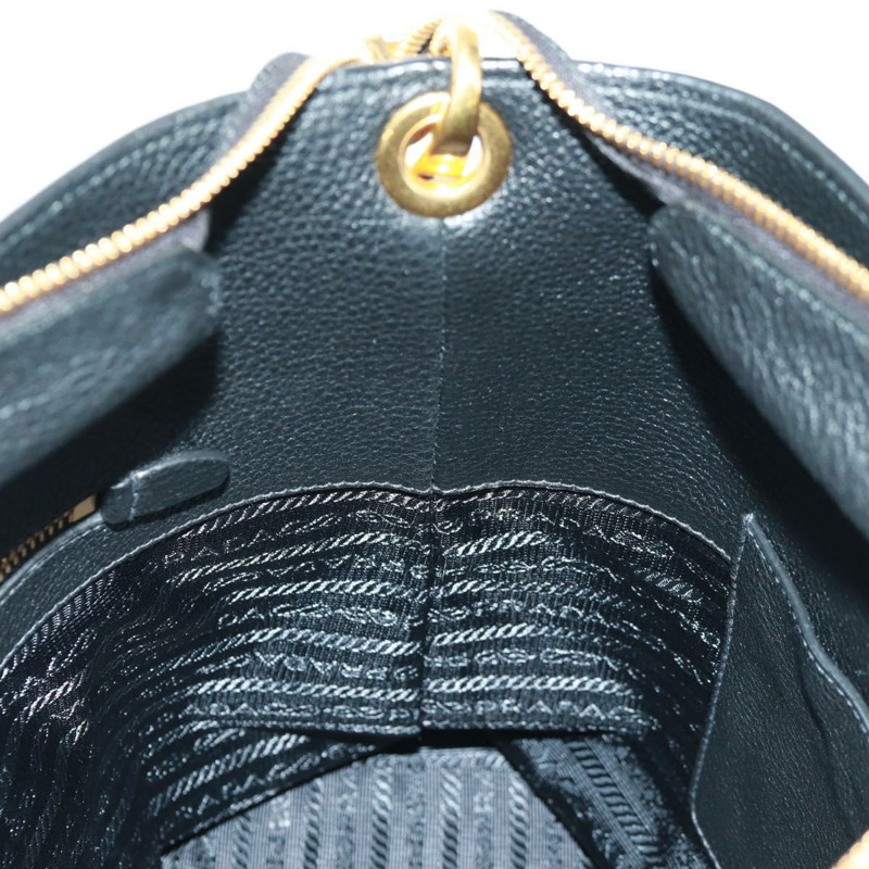 【日本直送】PRADA 黑色金色皮革肩背包，正品編號 154258SAM-21