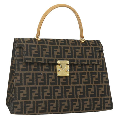 FENDI Zucca帆布手提包 黑色 棕色 金色 正品 165065
