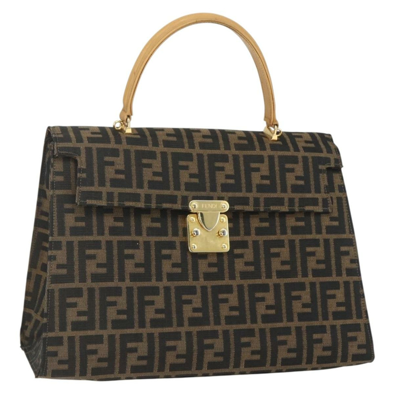 【日本直送】FENDI Zucca帆布手提包 黑色 棕色 金色 正品 165065-0