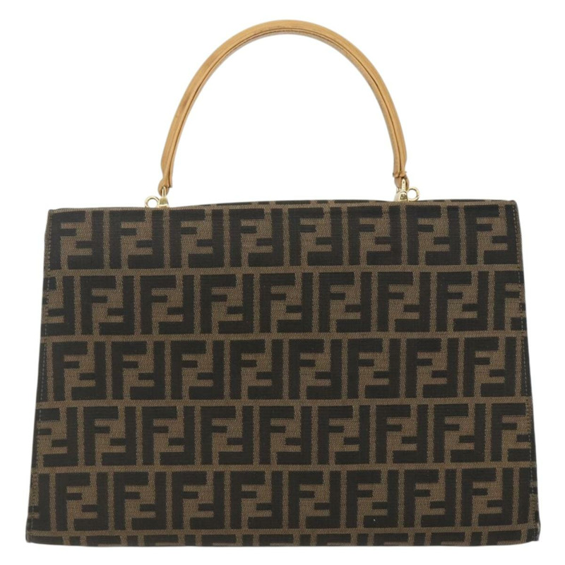 【日本直送】FENDI Zucca帆布手提包 黑色 棕色 金色 正品 165065-1