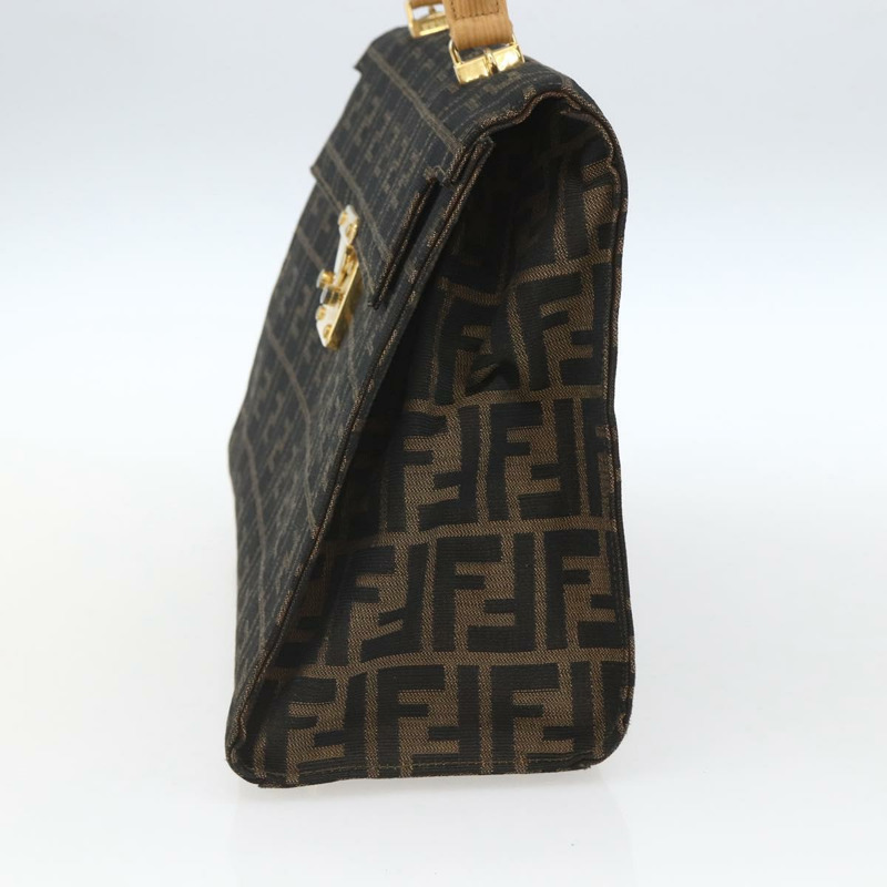 【日本直送】FENDI Zucca帆布手提包 黑色 棕色 金色 正品 165065-3