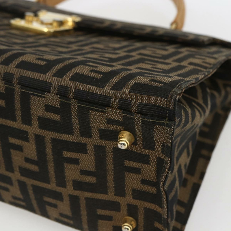 【日本直送】FENDI Zucca帆布手提包 黑色 棕色 金色 正品 165065-8