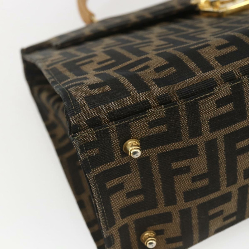 【日本直送】FENDI Zucca帆布手提包 黑色 棕色 金色 正品 165065-13