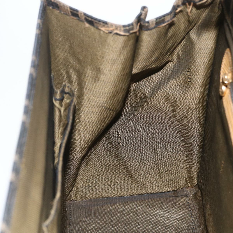 【日本直送】FENDI Zucca帆布手提包 黑色 棕色 金色 正品 165065-19