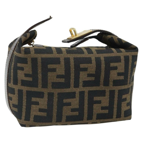 FENDI Zucca帆布手提包 黑色棕色 正品 ep12764