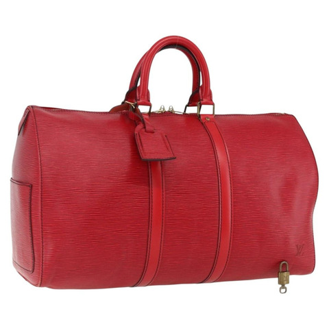 路易威登 Epi Keepall 45 波士頓包 紅色 M42977 LV 正品 165059V