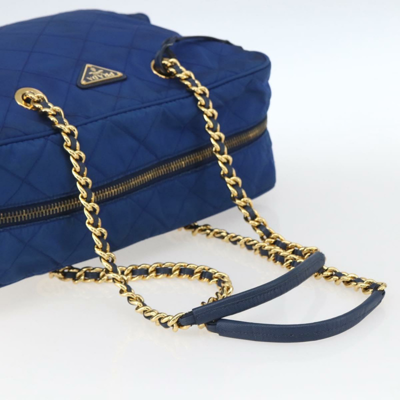 【日本直送】PRADA 尼龍藍金鏈單肩包 正品 165511-6