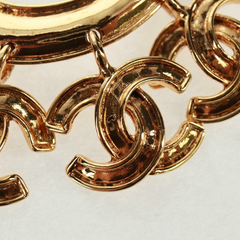 【日本直送】香奈兒 CC5 圓胸針 金屬金 CC Auth am10571V-3