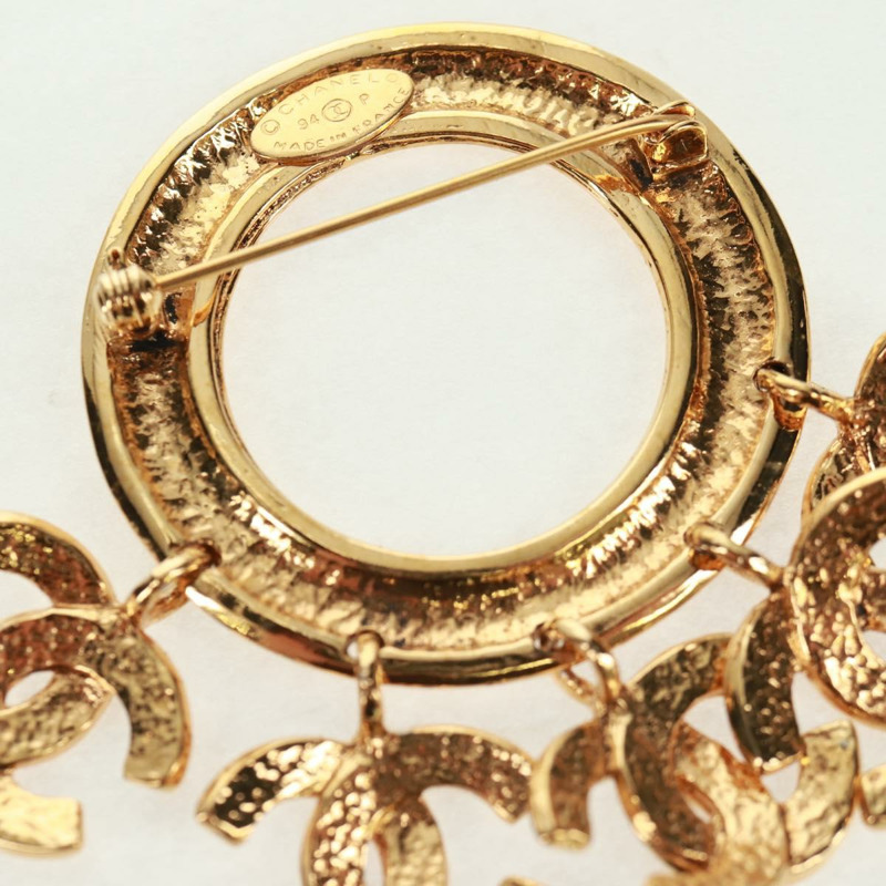 【日本直送】香奈兒 CC5 圓胸針 金屬金 CC Auth am10571V-11
