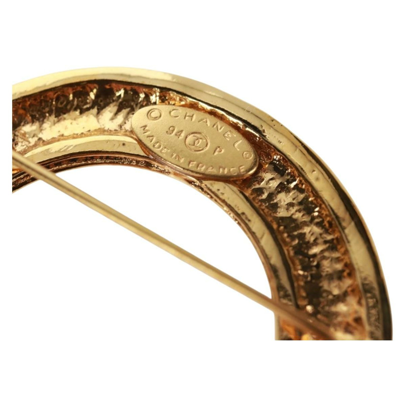 【日本直送】香奈兒 CC5 圓胸針 金屬金 CC Auth am10571V-12