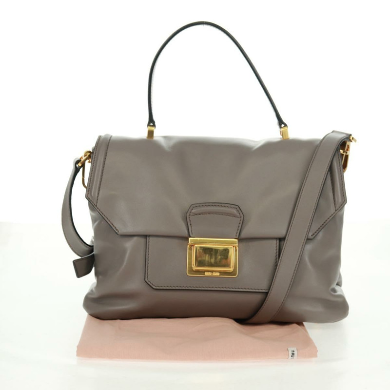 【日本直送】Miu Miu 手提包 皮革 兩用 灰色 金色 正品 am10560V-11