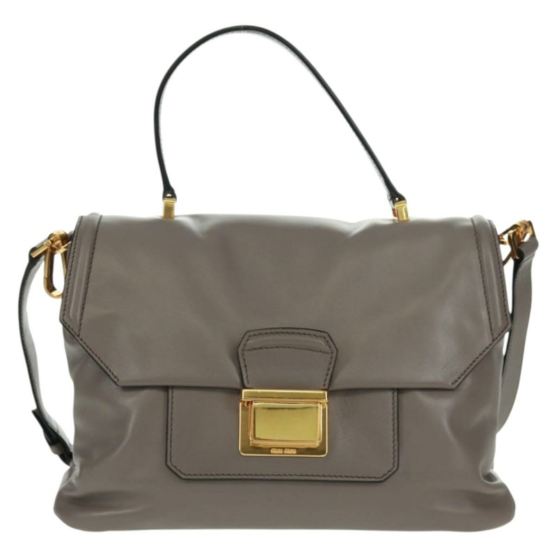 【日本直送】Miu Miu 手提包 皮革 兩用 灰色 金色 正品 am10560V-12