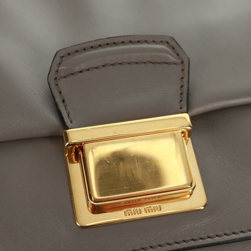 【日本直送】Miu Miu 手提包 皮革 兩用 灰色 金色 正品 am10560V-23