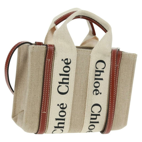 Chloe Woody 手袋 帆布 兩用 象牙色 正品 am10559V