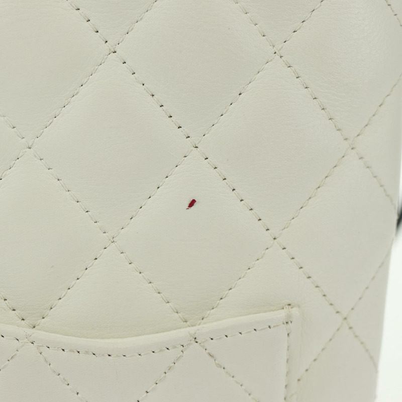 【日本直送】香奈兒 (CHANEL) 絎縫 Cambon 系列單肩包，皮革材質，白色/黑色，CC 標誌，正品編號 BA9742V-2