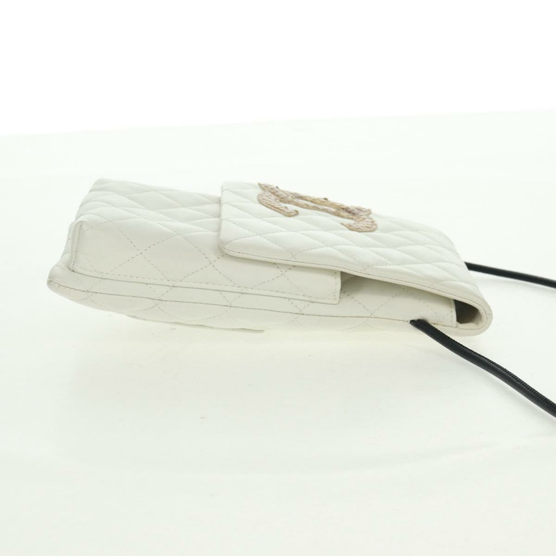 【日本直送】香奈兒 (CHANEL) 絎縫 Cambon 系列單肩包，皮革材質，白色/黑色，CC 標誌，正品編號 BA9742V-4