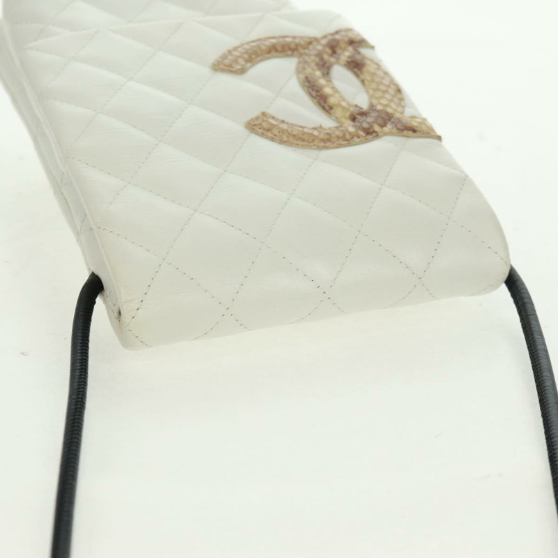 【日本直送】香奈兒 (CHANEL) 絎縫 Cambon 系列單肩包，皮革材質，白色/黑色，CC 標誌，正品編號 BA9742V-6