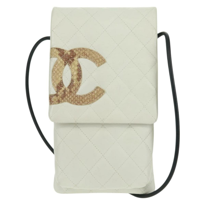 【日本直送】香奈兒 (CHANEL) 絎縫 Cambon 系列單肩包，皮革材質，白色/黑色，CC 標誌，正品編號 BA9742V-12