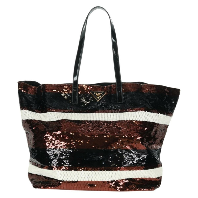 【日本直送】PRADA亮片托特包 尼龍材質 金色 黑色 正品 165478V-12