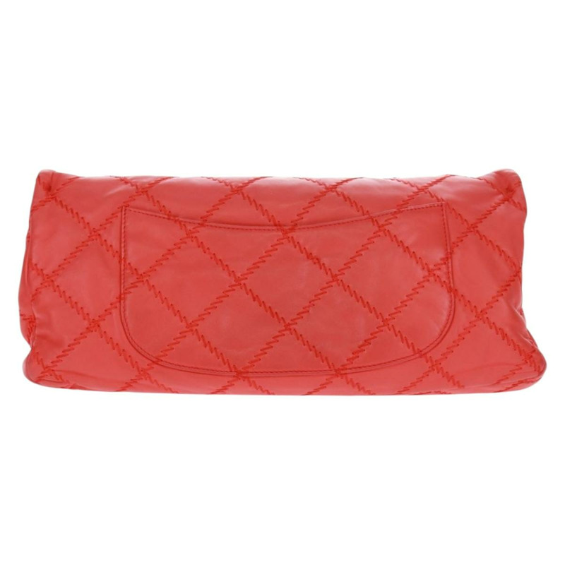 【日本直送】香奈兒 Ultra Stitch 鏈條肩背包，羊皮材質，紅色，銀色雙C標誌，貨號 165469M-1