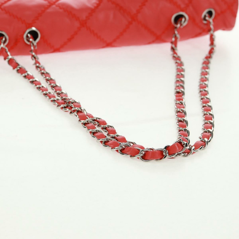 【日本直送】香奈兒 Ultra Stitch 鏈條肩背包，羊皮材質，紅色，銀色雙C標誌，貨號 165469M-6