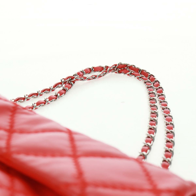 【日本直送】香奈兒 Ultra Stitch 鏈條肩背包，羊皮材質，紅色，銀色雙C標誌，貨號 165469M-13