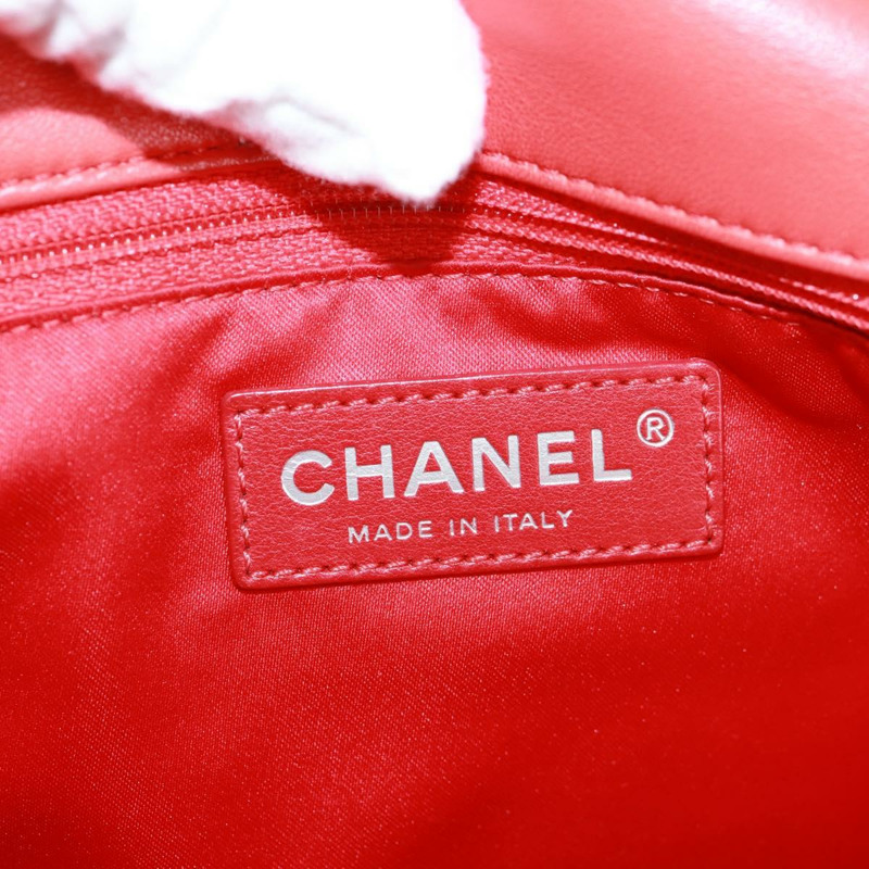 【日本直送】香奈兒 Ultra Stitch 鏈條肩背包，羊皮材質，紅色，銀色雙C標誌，貨號 165469M-23