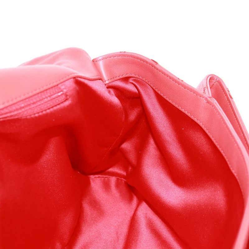 【日本直送】香奈兒 Ultra Stitch 鏈條肩背包，羊皮材質，紅色，銀色雙C標誌，貨號 165469M-24