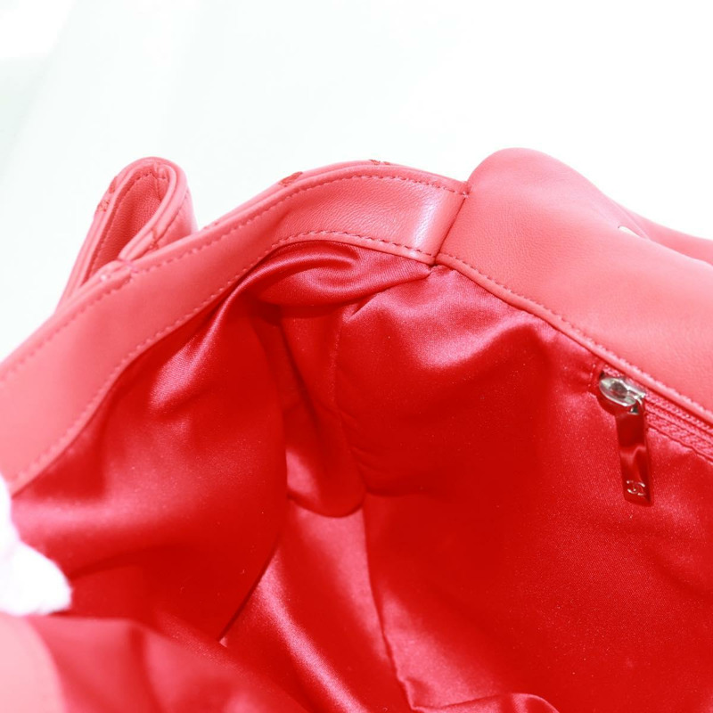 【日本直送】香奈兒 Ultra Stitch 鏈條肩背包，羊皮材質，紅色，銀色雙C標誌，貨號 165469M-25