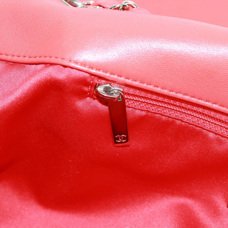 【日本直送】香奈兒 Ultra Stitch 鏈條肩背包，羊皮材質，紅色，銀色雙C標誌，貨號 165469M-26