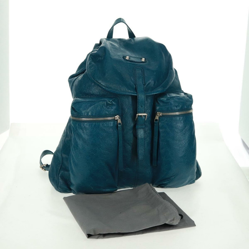 【日本直送】BALENCIAGA 雙肩包 皮革 藍色 銀色 326404 正品號 165396-11