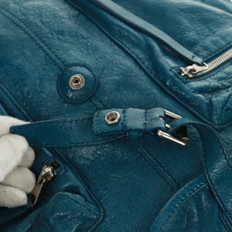 【日本直送】BALENCIAGA 雙肩包 皮革 藍色 銀色 326404 正品號 165396-23