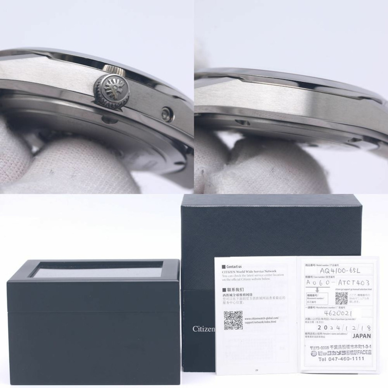 西鐵城 AQ4100-65L 男士鈦金屬太陽能手錶，靛藍染色和紙錶盤 (40289)-9