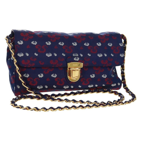 PRADA 紫色金色緞面鏈條單肩包 正品 165419V