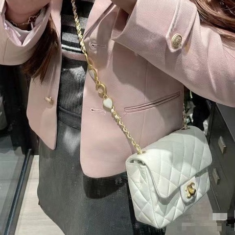 CHANEL COCO琺瑯愛心鏈條 方胖子 cf鏈條包芯片款16.5*13*5 98新配件塵袋