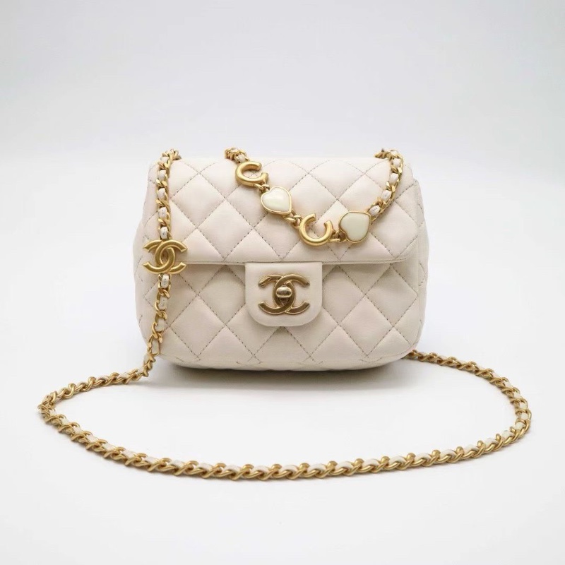 CHANEL COCO琺瑯愛心鏈條 方胖子 cf鏈條包芯片款16.5*13*5 98新配件塵袋-1