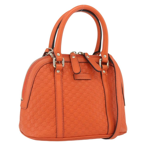GUCCI Micro Guccissima 手提包 皮革 兩用 橙色/金色 449654 正品 165460
