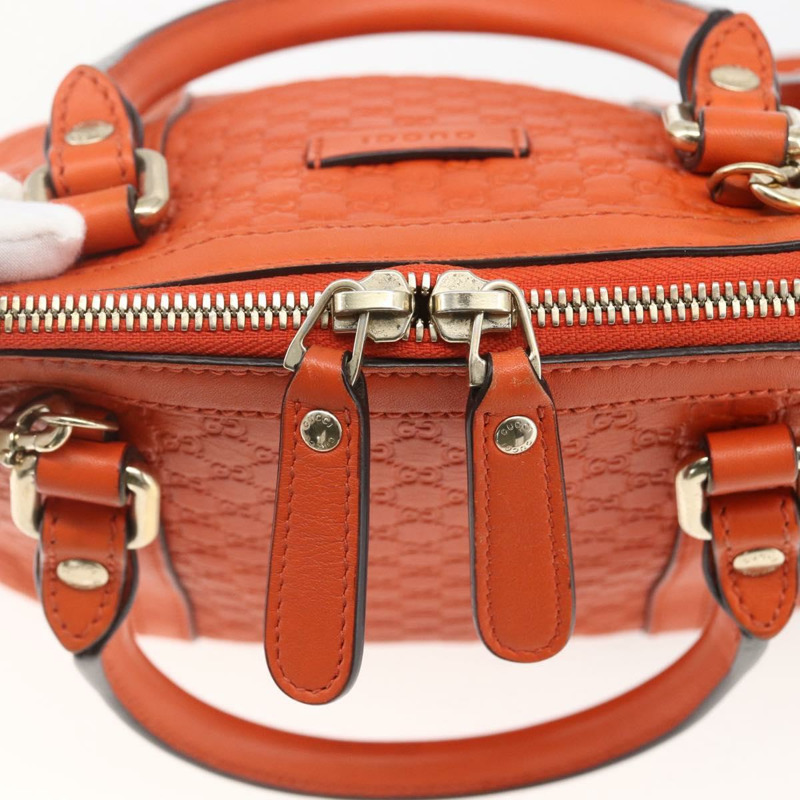 【日本直送】GUCCI Micro Guccissima 手提包 皮革 兩用 橙色/金色 449654 正品 165460-9