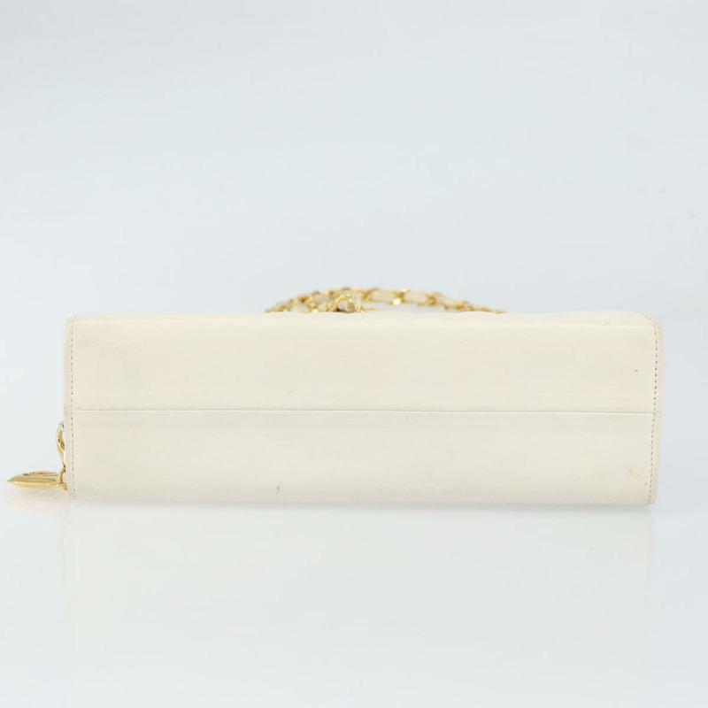 【日本直送】香奈兒鏈絎縫單肩包，羊皮材質，白色金色雙C標誌，正品編號166404V-4