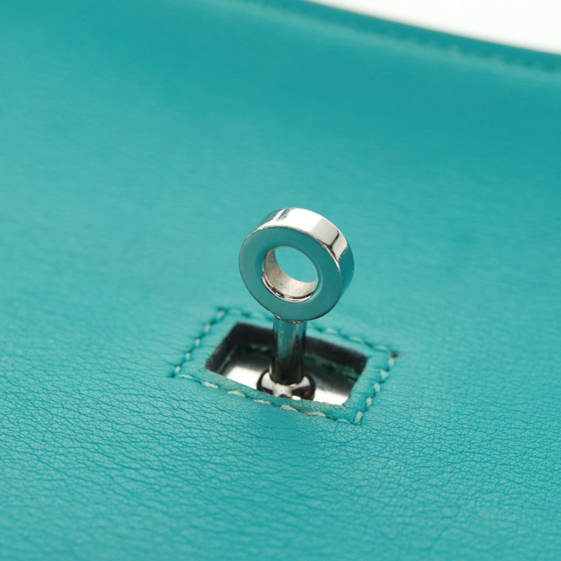 【日本直送】愛馬仕 Gypsy Shiel 28 肩背包 Swift 綠松石藍 銀色 正品 165659SM-21