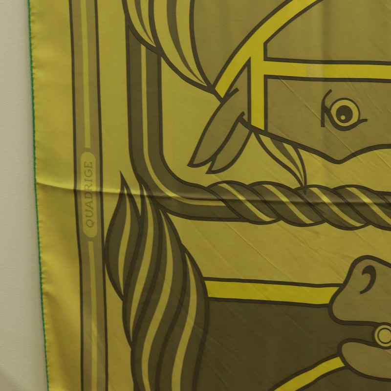 【日本直送】愛馬仕 (HERMES) 140 方形絲巾 (Carre 140 Scarf) “QUADRIGE” 真絲 綠色 Auth 166363V-4