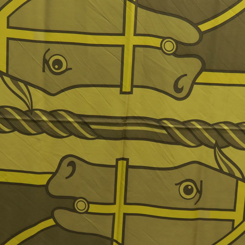 【日本直送】愛馬仕 (HERMES) 140 方形絲巾 (Carre 140 Scarf) “QUADRIGE” 真絲 綠色 Auth 166363V-5