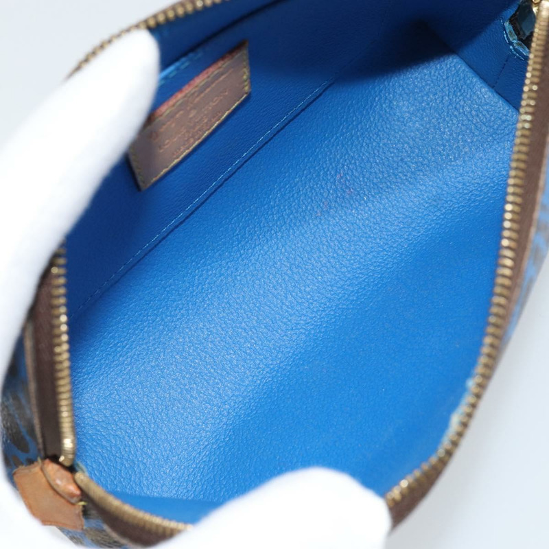 【日本直送】路易威登 Monogram Yayoi Kusama Pochette Cosmetic PM 藍色 M47345 Auth 166382-9