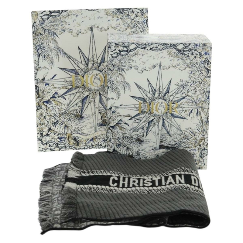 【日本直送】Christian Dior Oblique 大羊毛圍巾 黑色 Auth am10653V-11