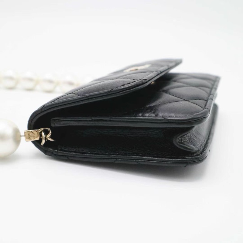 CHANEL珍珠 mini woc 鏈條包 黑色淺金扣15*9.5*3.5 98新配件塵袋保卡-2