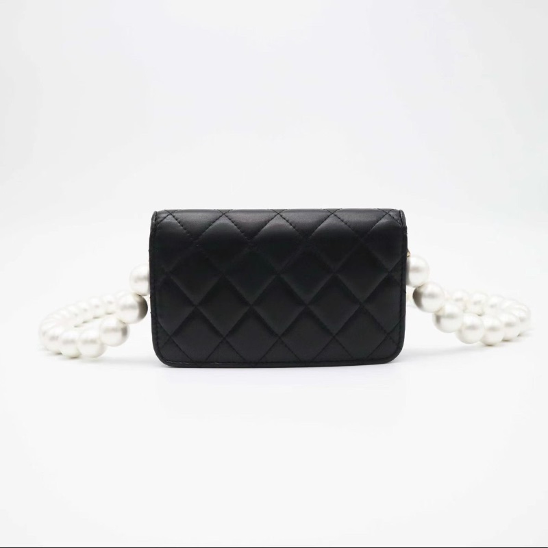 CHANEL珍珠 mini woc 鏈條包 黑色淺金扣15*9.5*3.5 98新配件塵袋保卡-5