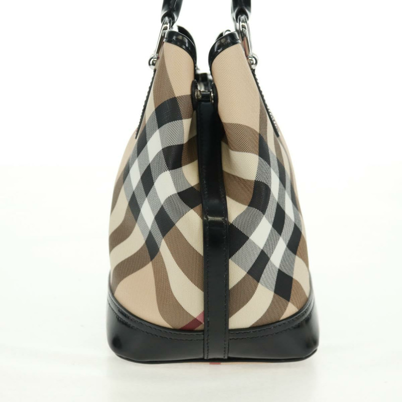 【日本直送】BURBERRY Nova 格紋手提包 PVC 米色 銀色 正品 am10632V-2