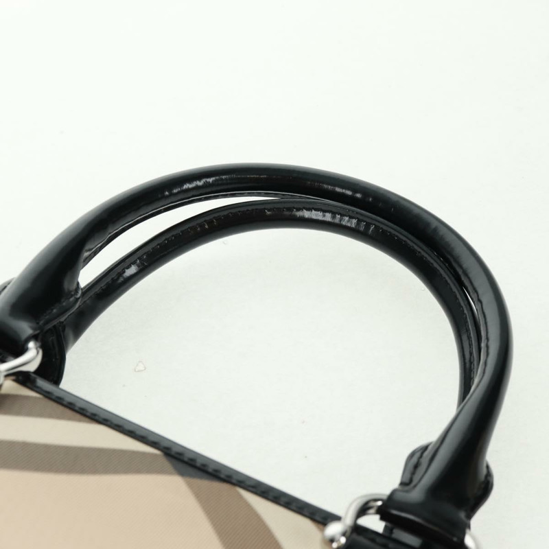 【日本直送】BURBERRY Nova 格紋手提包 PVC 米色 銀色 正品 am10632V-7