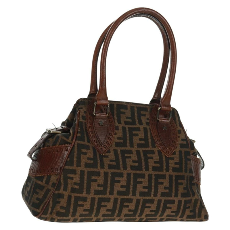 【日本直送】FENDI Zucca 帆布 Etnico 手提包黑棕色正品 am10630V-0