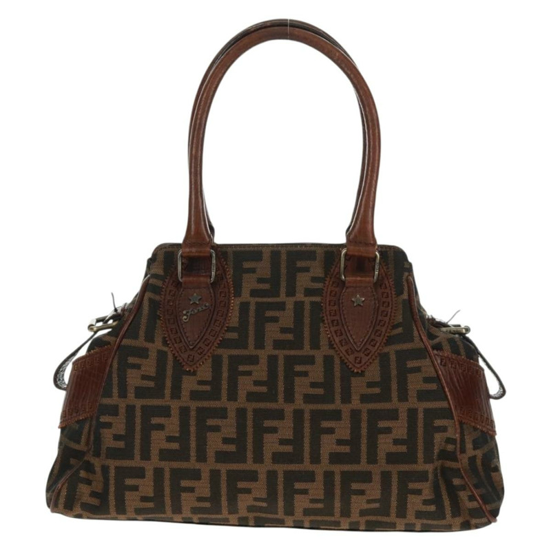 【日本直送】FENDI Zucca 帆布 Etnico 手提包黑棕色正品 am10630V-1